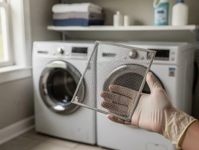 Medfield Dryer Vent Cleaning specialist performing detailed lint trap cleaning service in Medfield